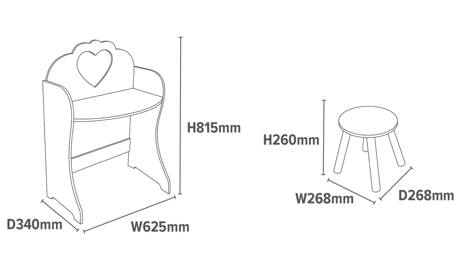 Liberty House Toys Kids Dressing Table And Stool - White