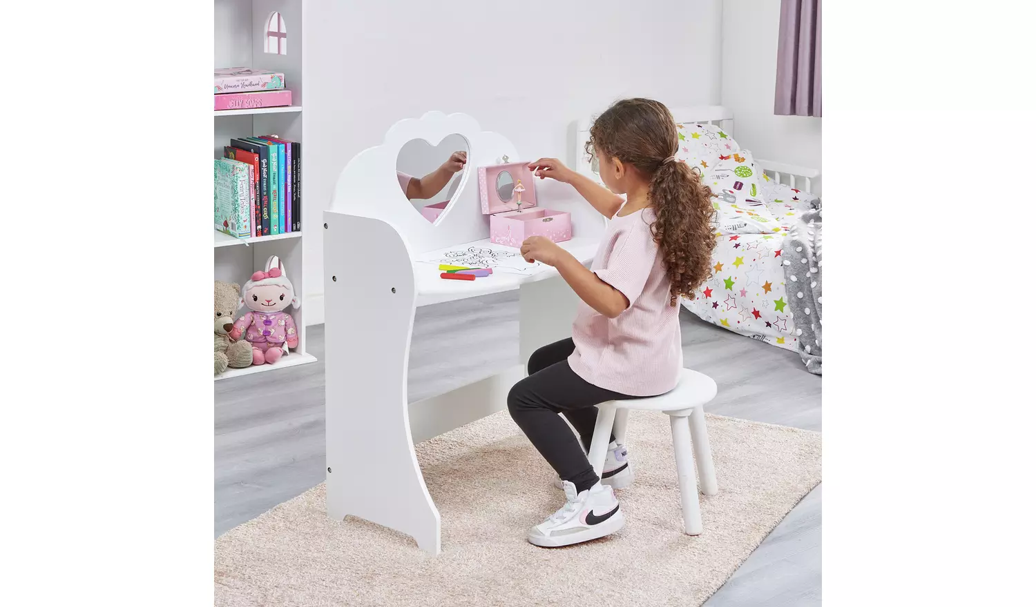 Liberty House Toys Kids Dressing Table And Stool - White