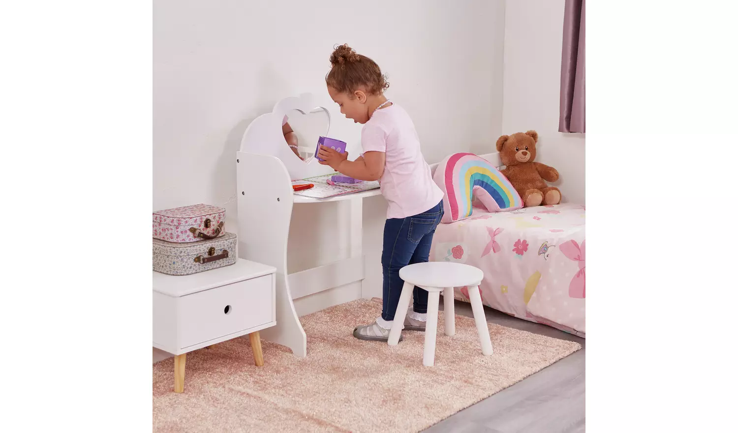 Liberty House Toys Kids Dressing Table And Stool - White