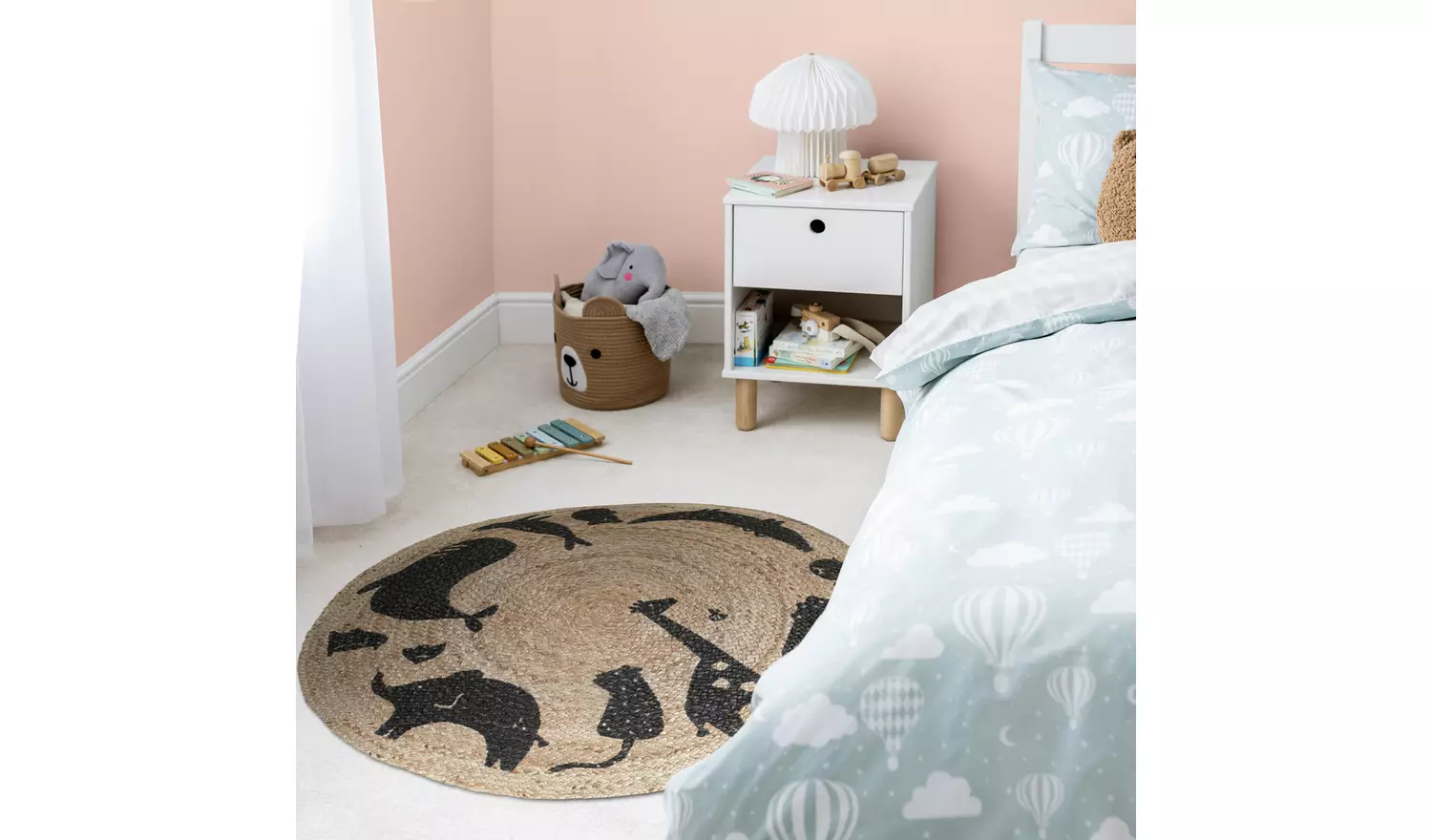Habitat Kids Animal Round Natural Jute Flatweave Rug - 100cm