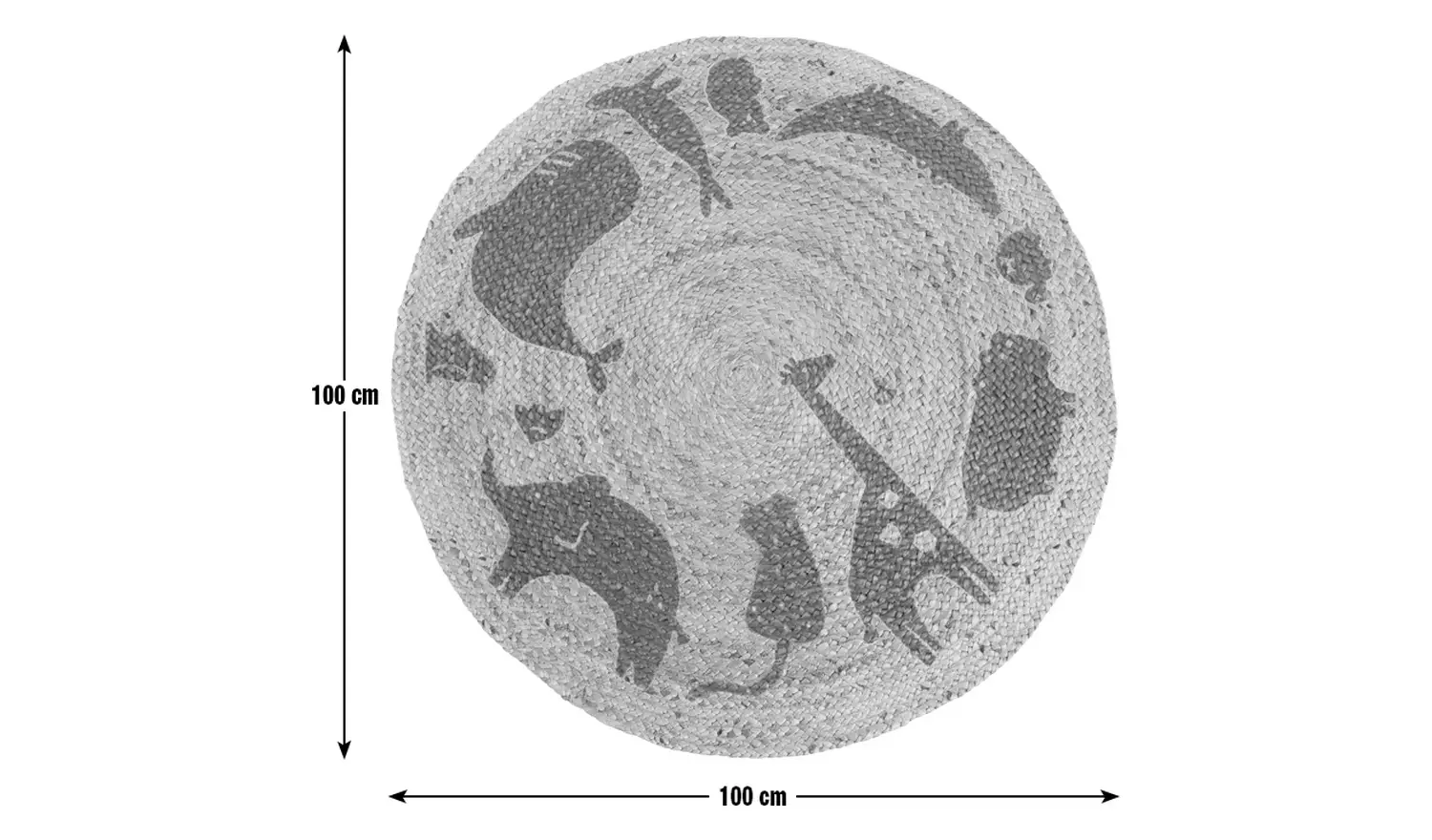 Habitat Kids Animal Round Natural Jute Flatweave Rug - 100cm