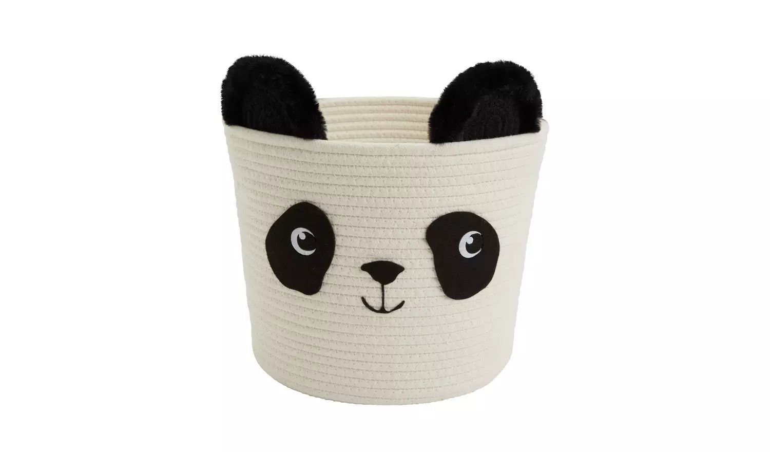 Argos Home Panda Kids Rope Storage Basket - Cream & Black