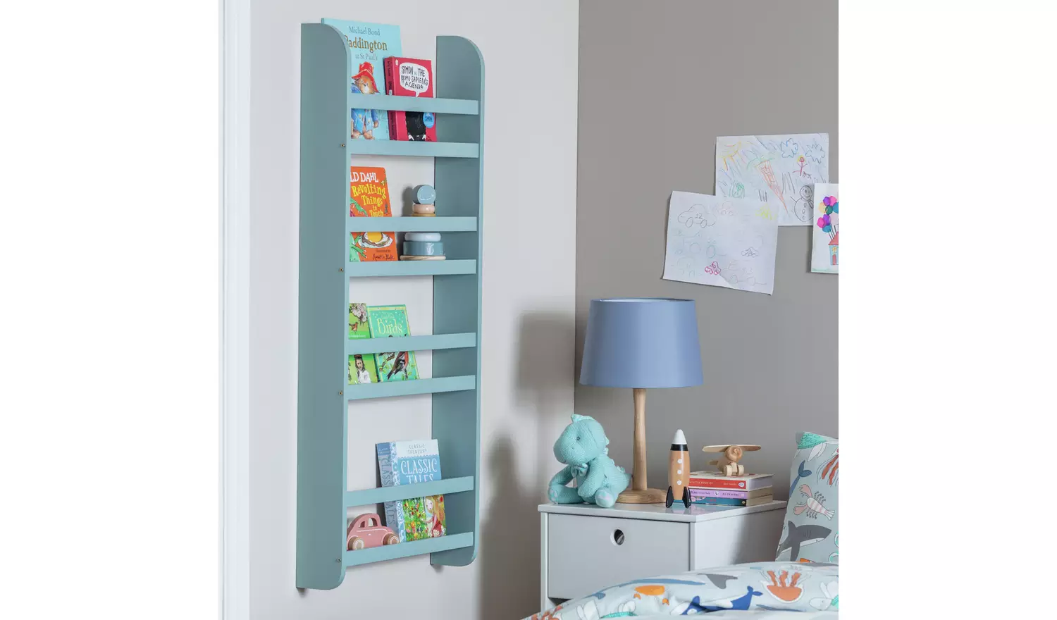 Habitat Kids Scandinavia Wall Mounted Bookcase - Duck Egg