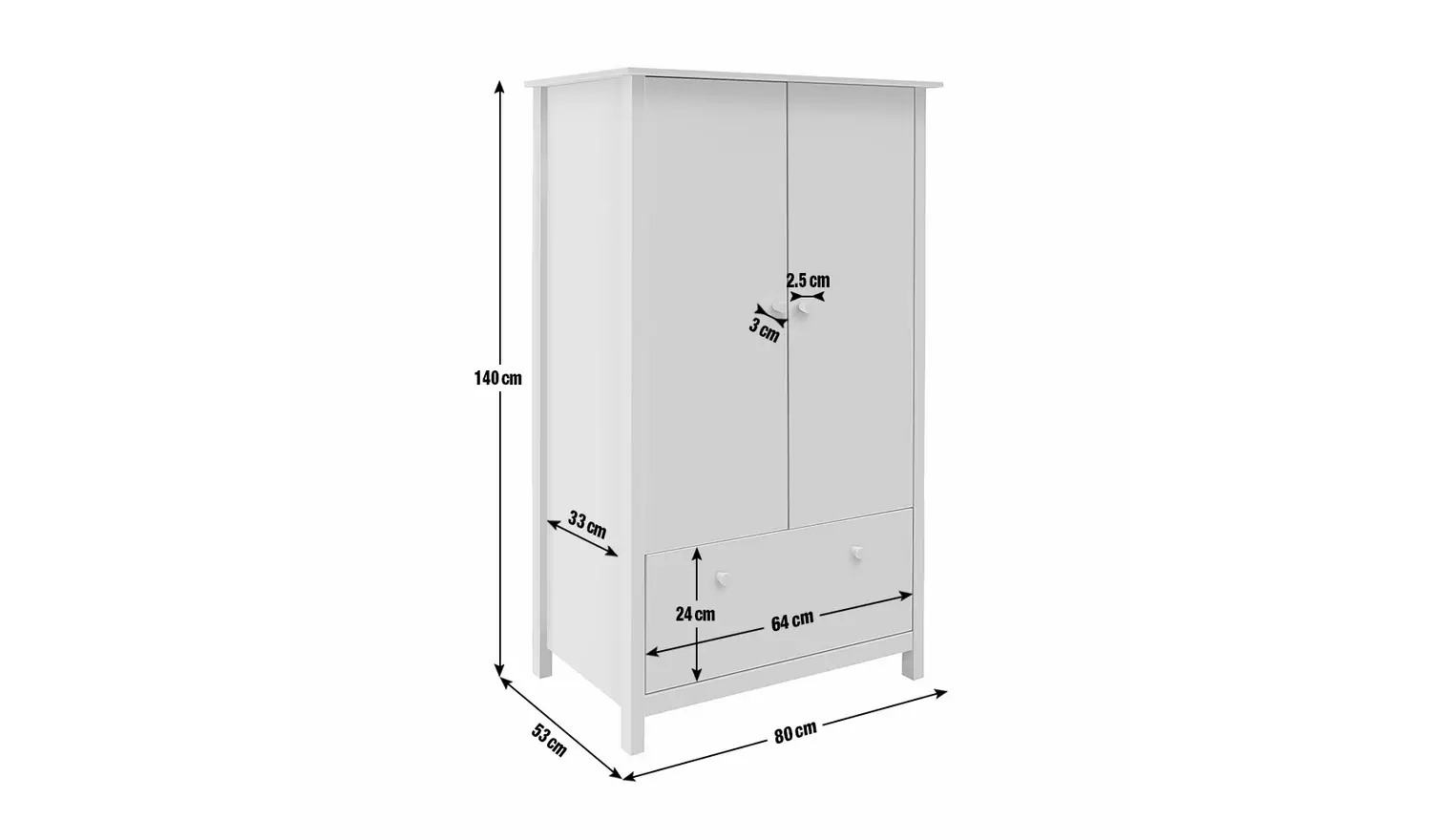 Argos Home Kids Scandinavia Short 2 Door Wardrobe - Pine