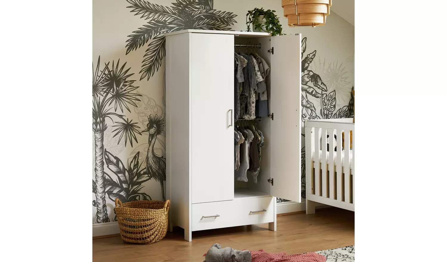 Obaby Nika Double Wardrobe - White