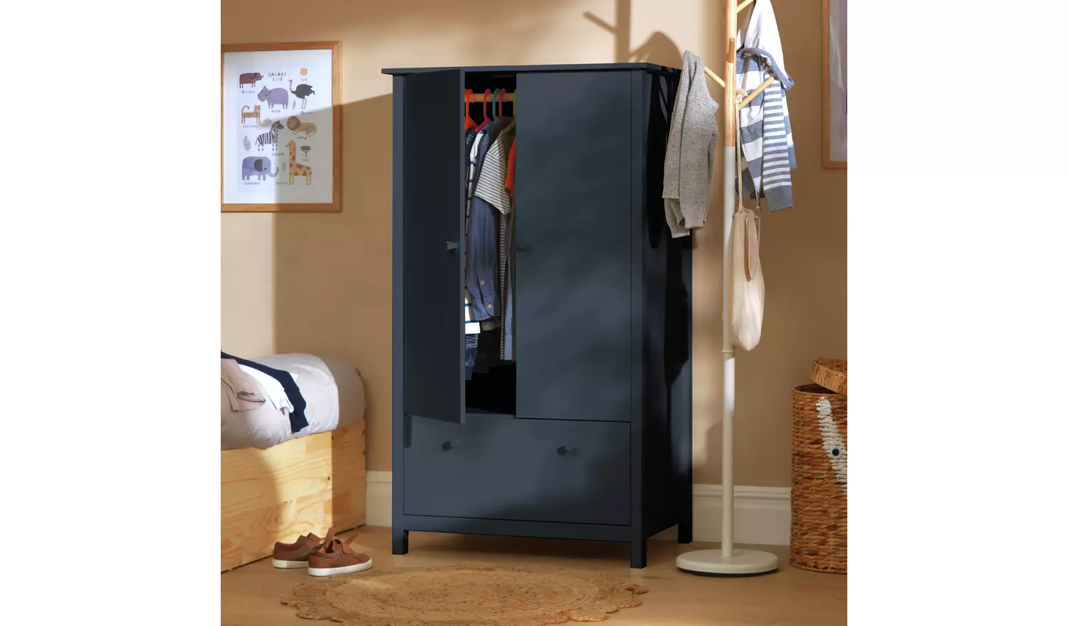 Argos Home Scandinavia Short 2 Door Wardrobe - Ink Blue
