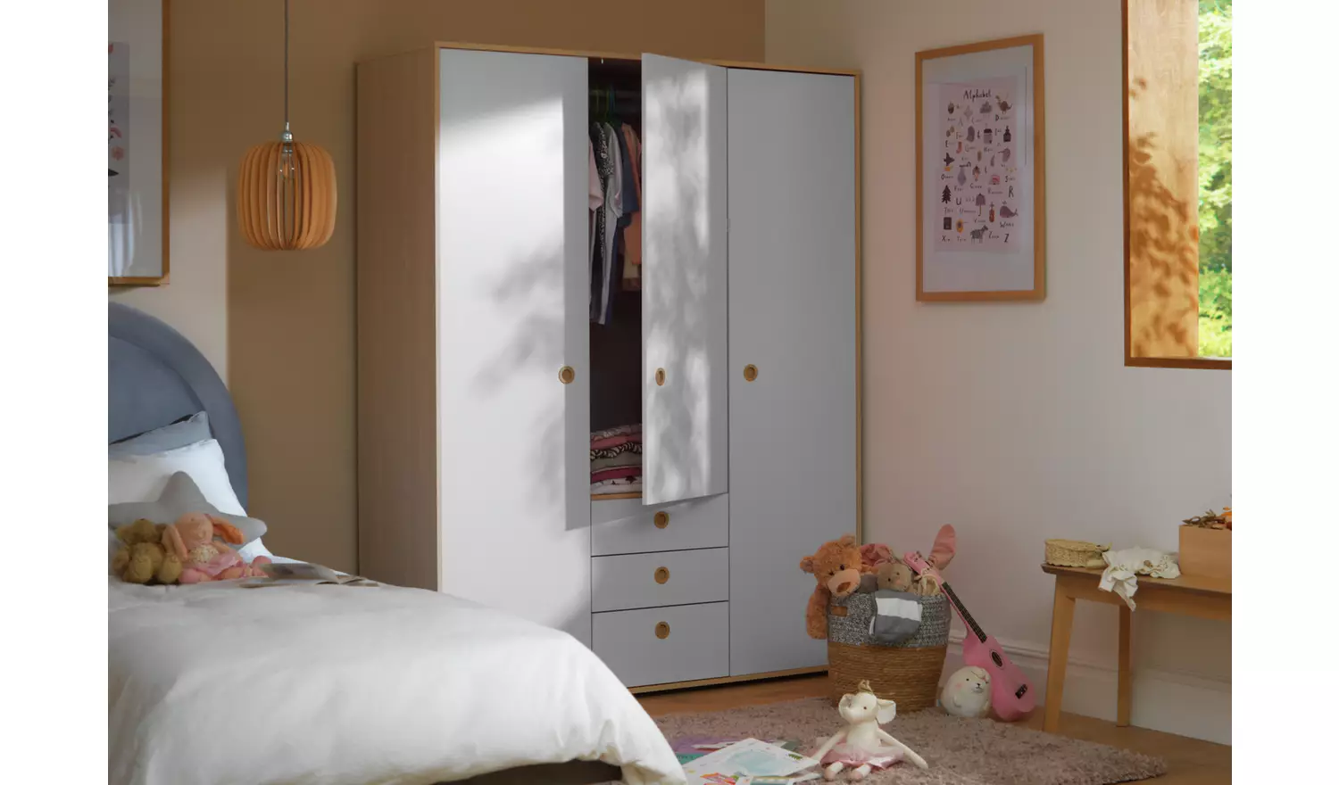 Argos Home Camden 3 Door 3 Drawer Wardrobe - Grey & Acacia