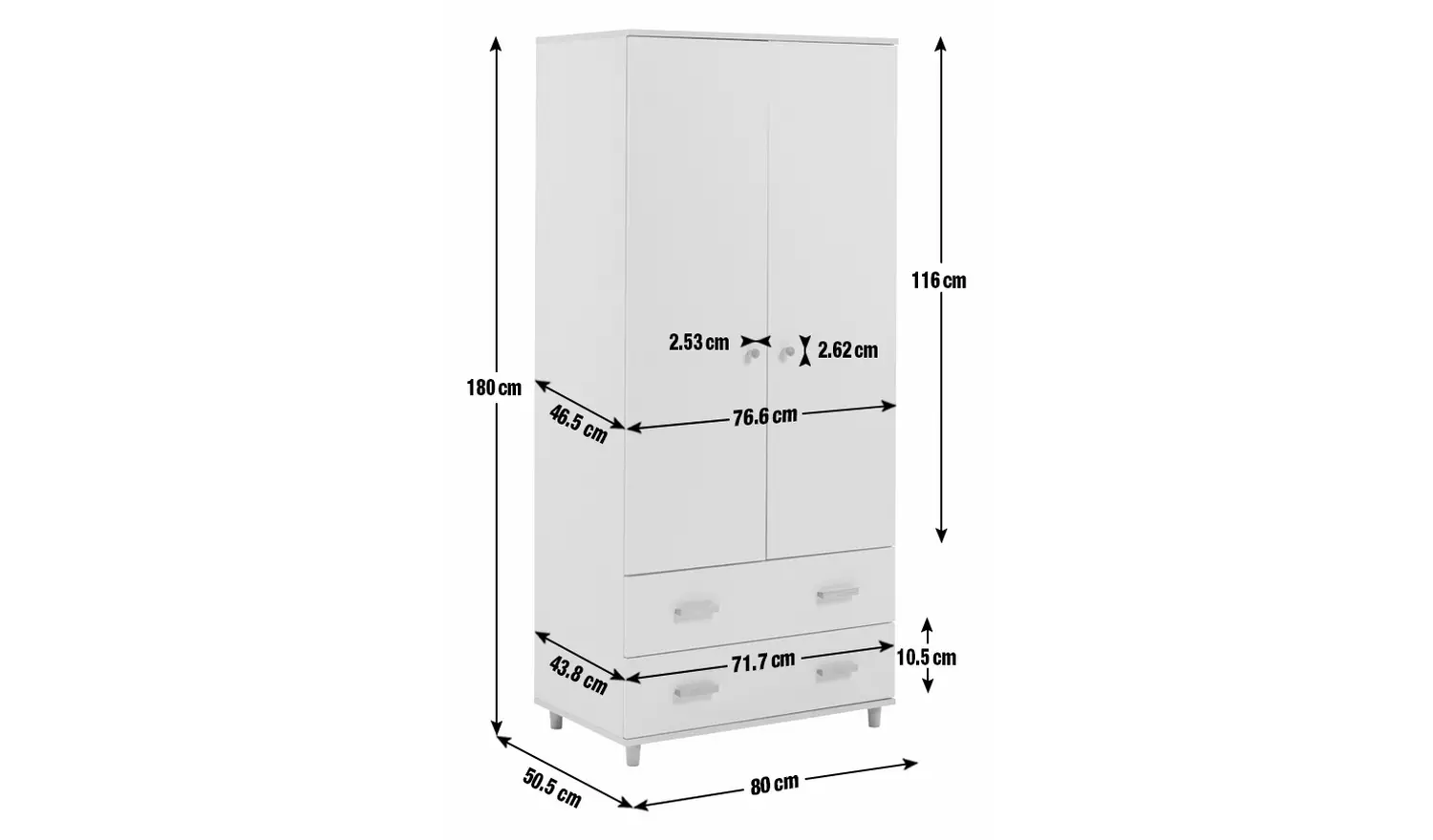 Habitat Kids Melby 2 Door 2 Drawer Wardrobe - White & Acacia