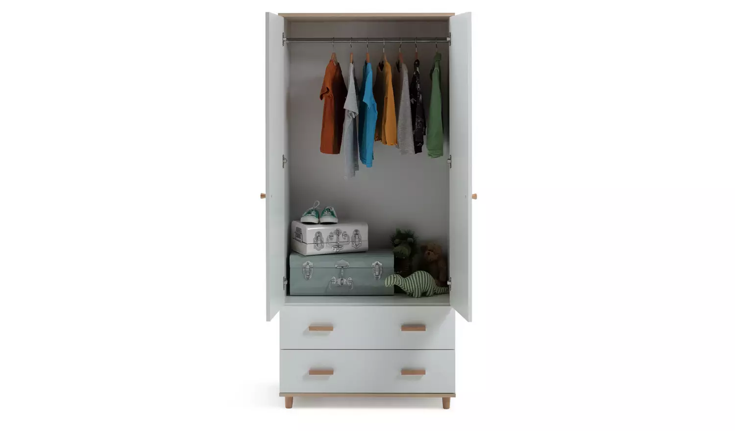 Habitat Kids Melby 2 Door 2 Drawer Wardrobe - White & Acacia