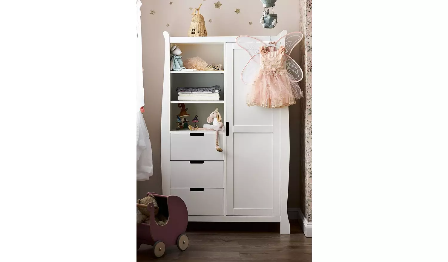 Obaby Stamford Sleigh Double Wardrobe - White