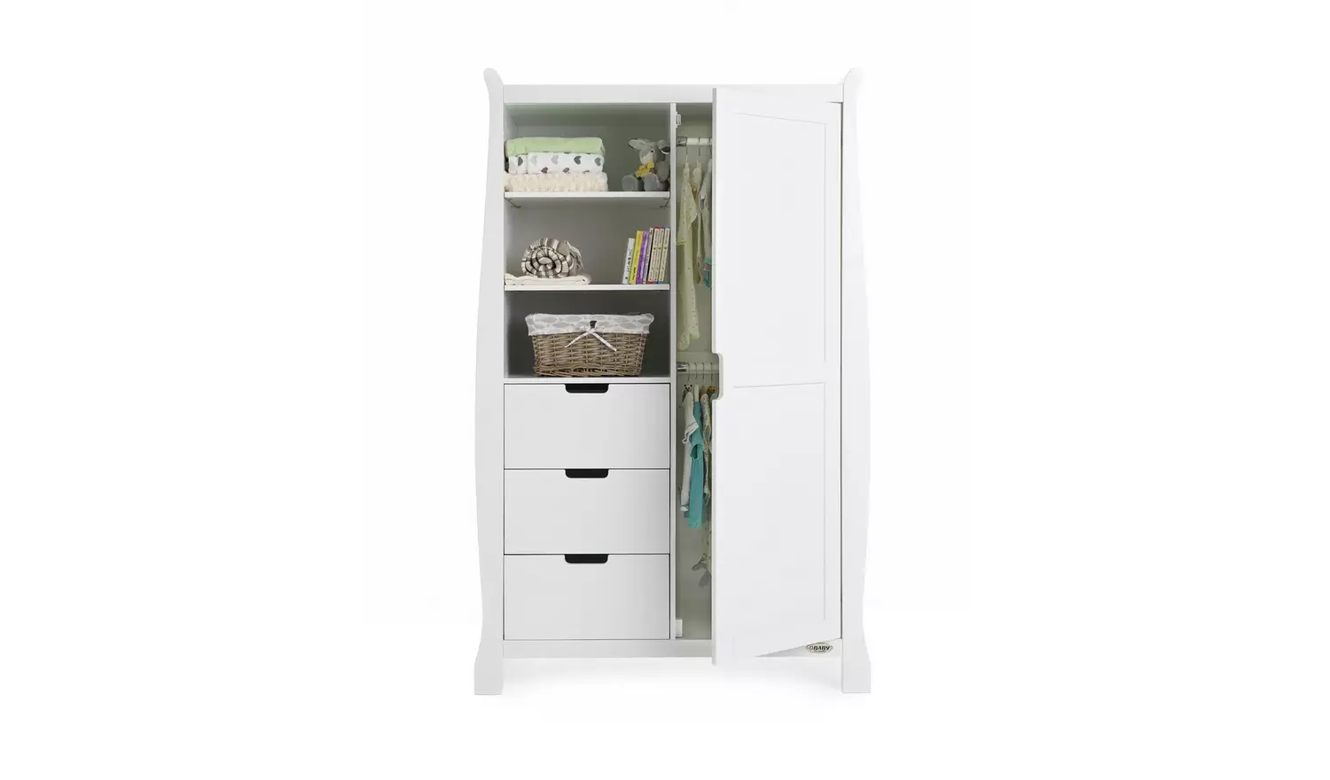 Obaby Stamford Sleigh Double Wardrobe - White