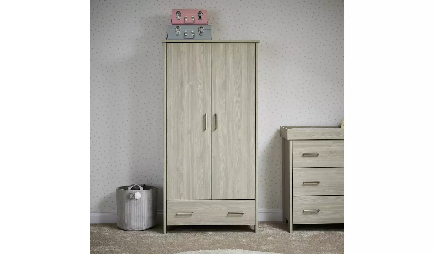 Obaby Nika Double Wardrobe - Grey Wash