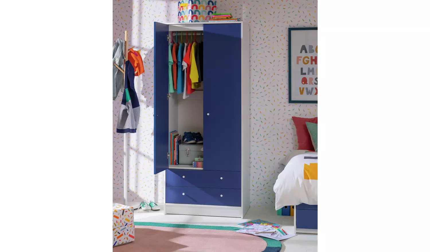 Argos Home Malibu Kids 2 Door 2 Drawer Wardrobe White & Blue