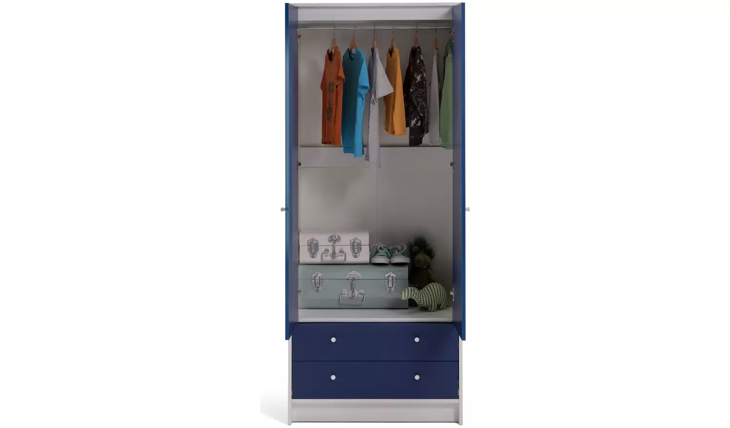 Argos Home Malibu Kids 2 Door 2 Drawer Wardrobe White & Blue