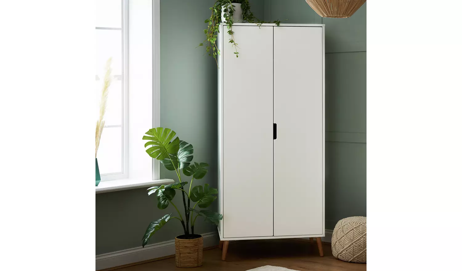 Obaby Maya Double Wardrobe - White with Natural