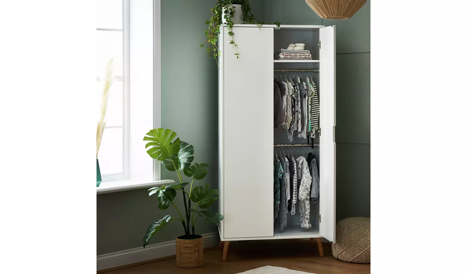 Obaby Maya Double Wardrobe - White with Natural