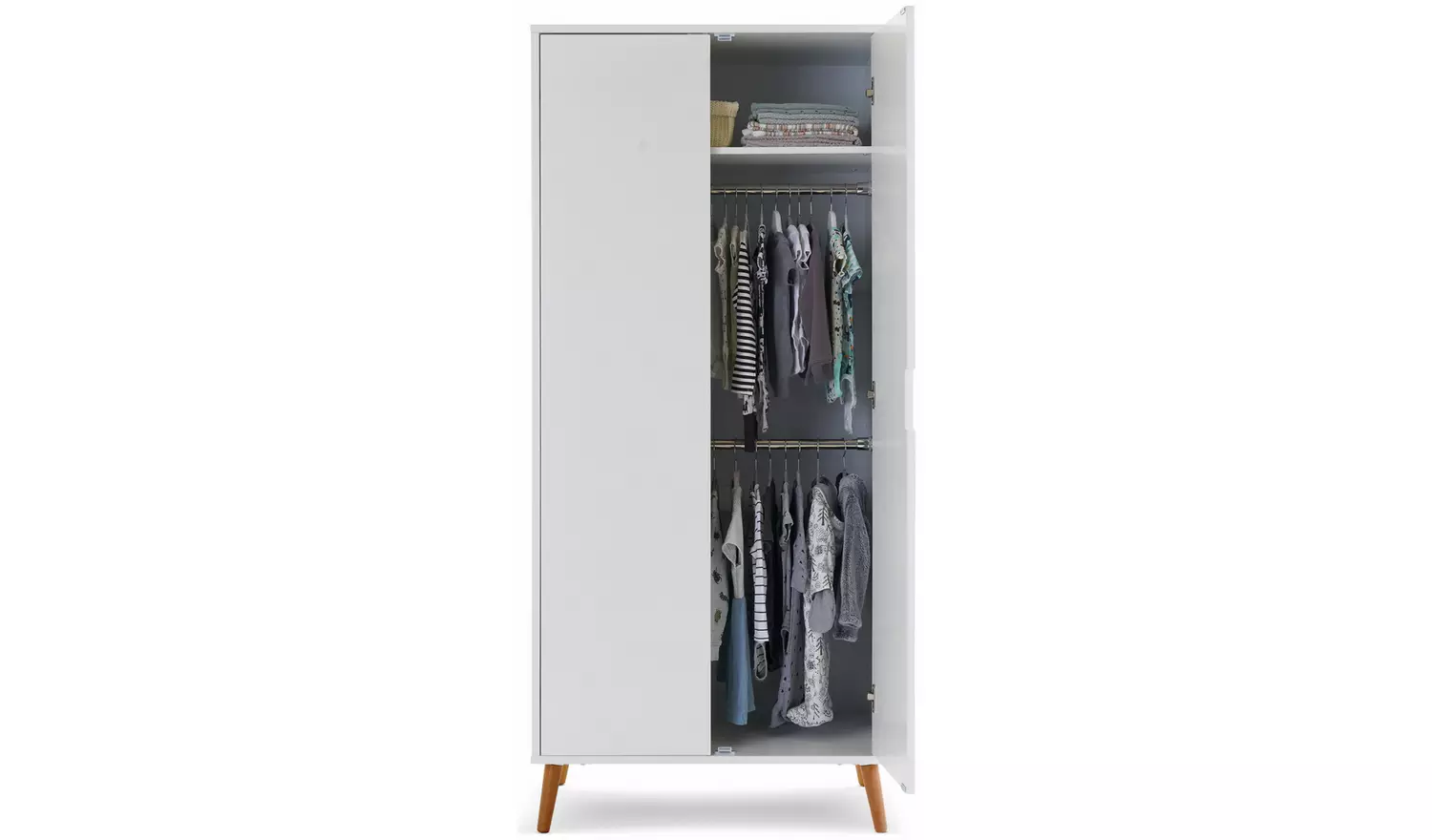 Obaby Maya Double Wardrobe - White with Natural