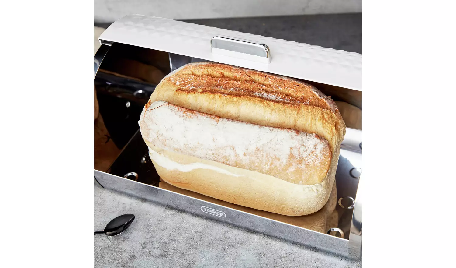 Tower Solitaire Roll Top Stainless Steel Bread Bin