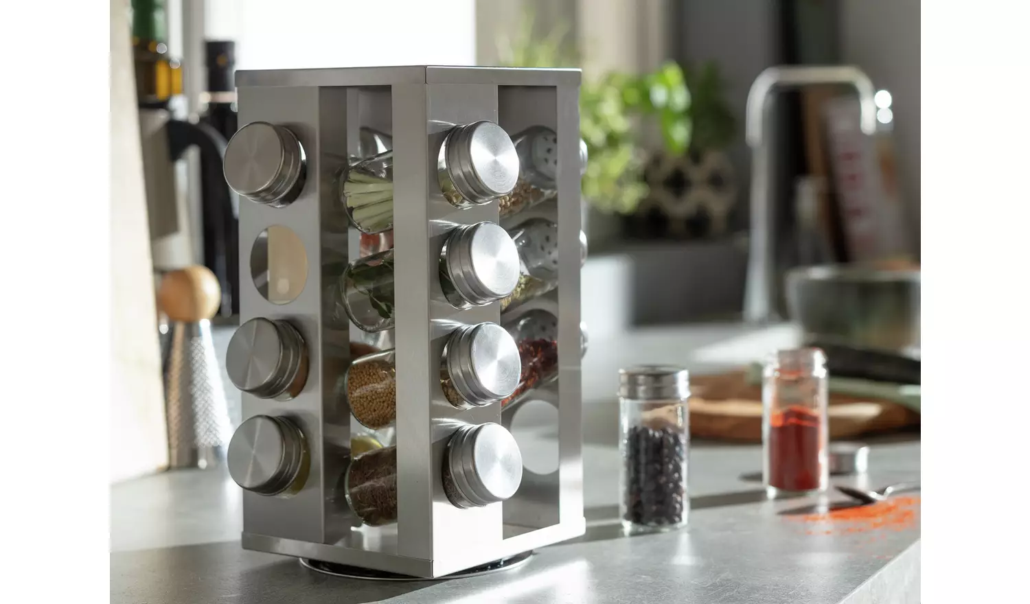 Habitat 16 Jar Stainless Steel Revolving Spice Rack