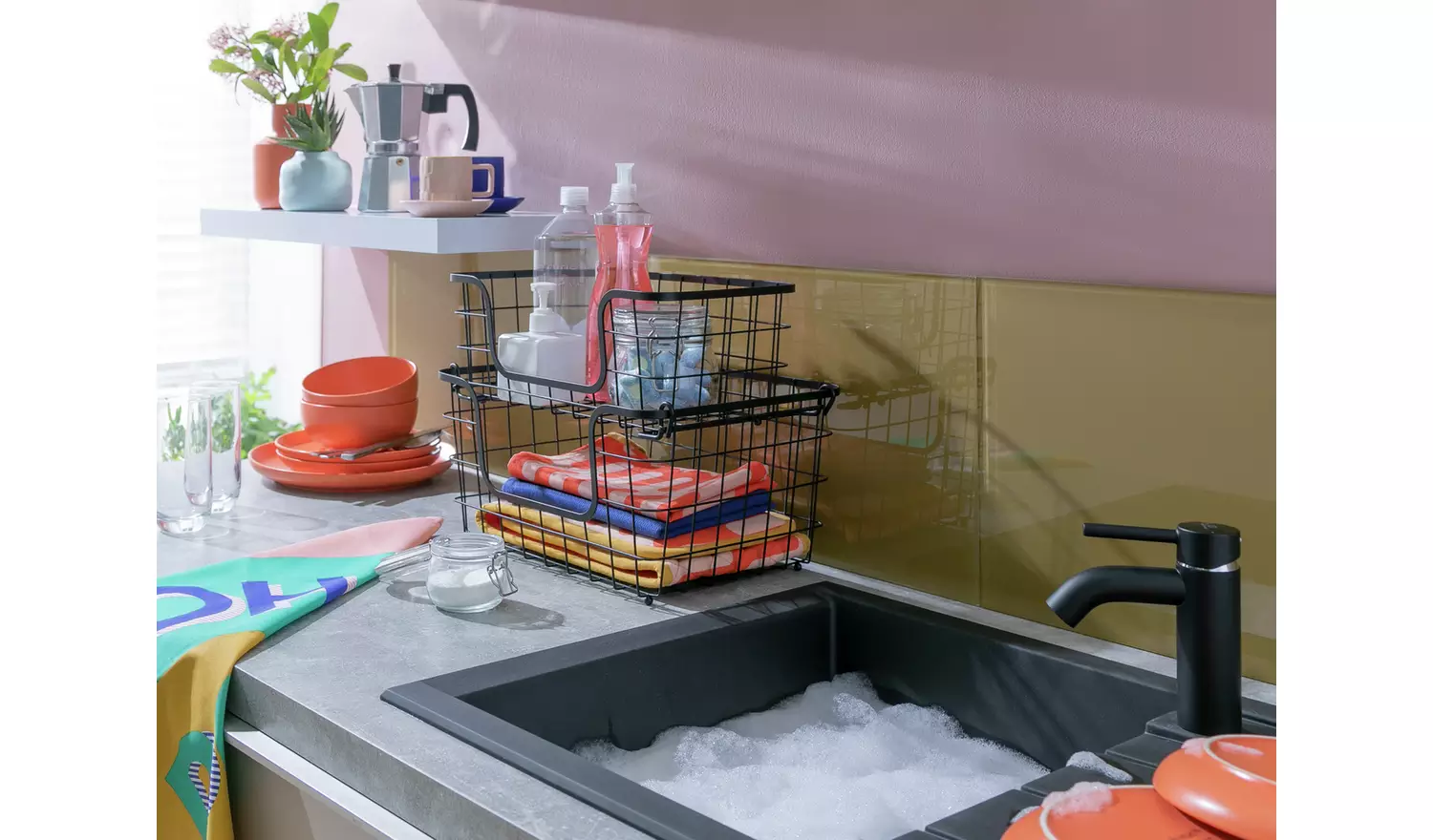 Habitat Pack of 2 Storage Basket with Label Slot - Black