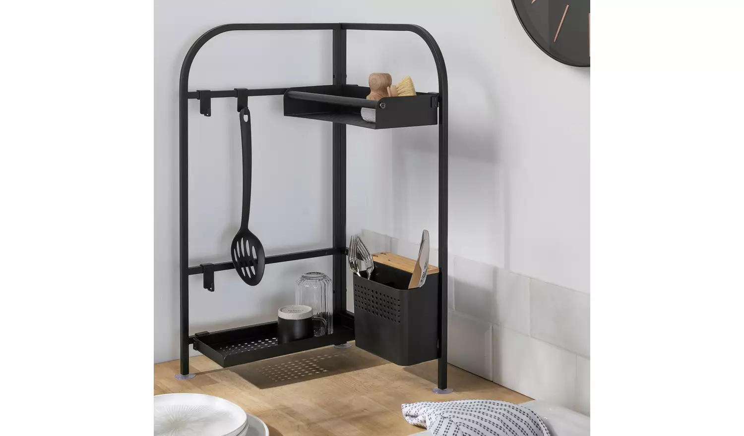 Argos Home 2 Tier Worktop Storage Corner Unit - Black