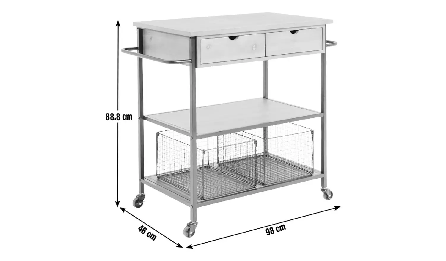 Habitat Metal and Wood Kitchen Trolley