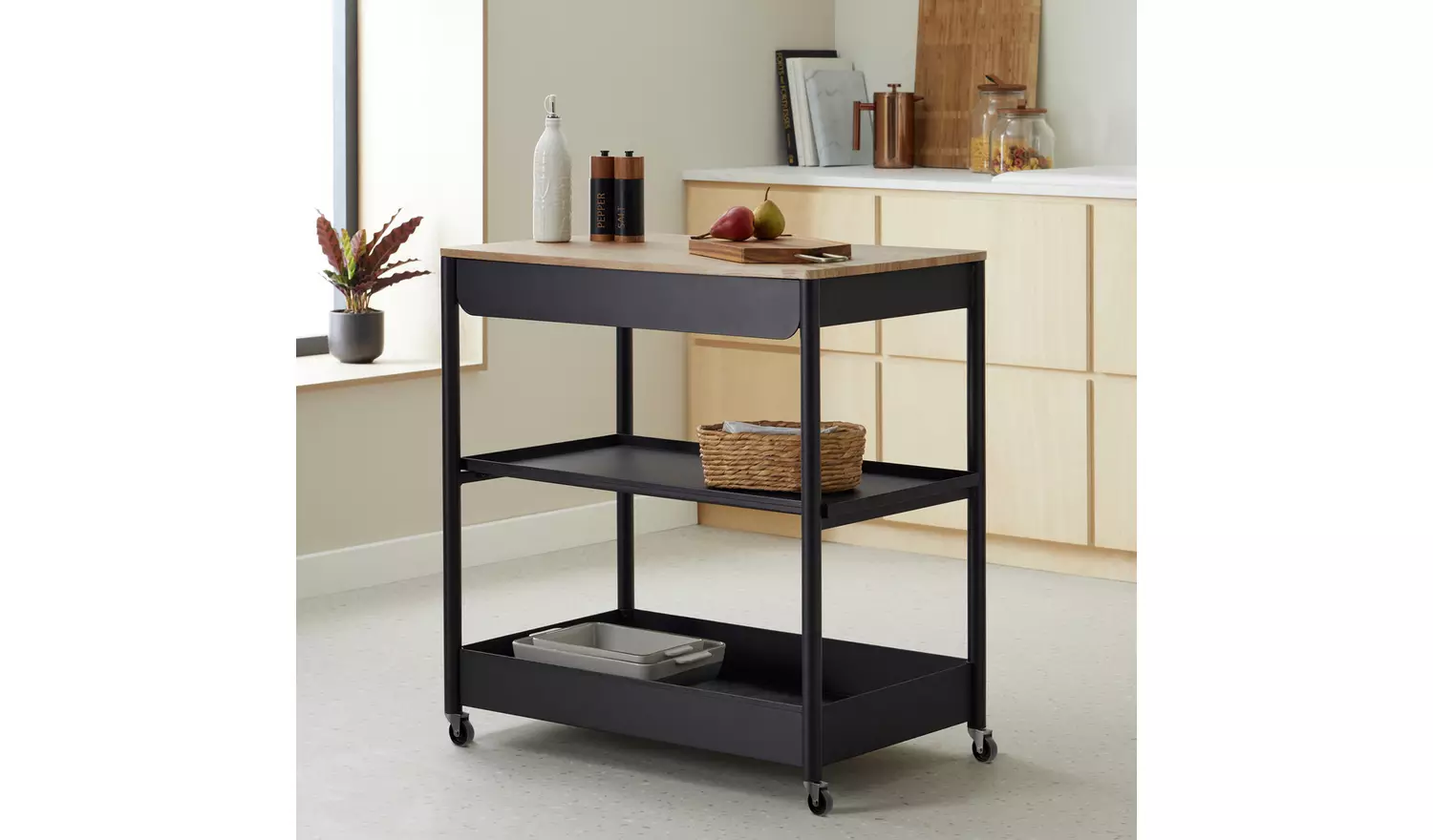 Habitat Kaylo Metal Kitchen Trolley - Black