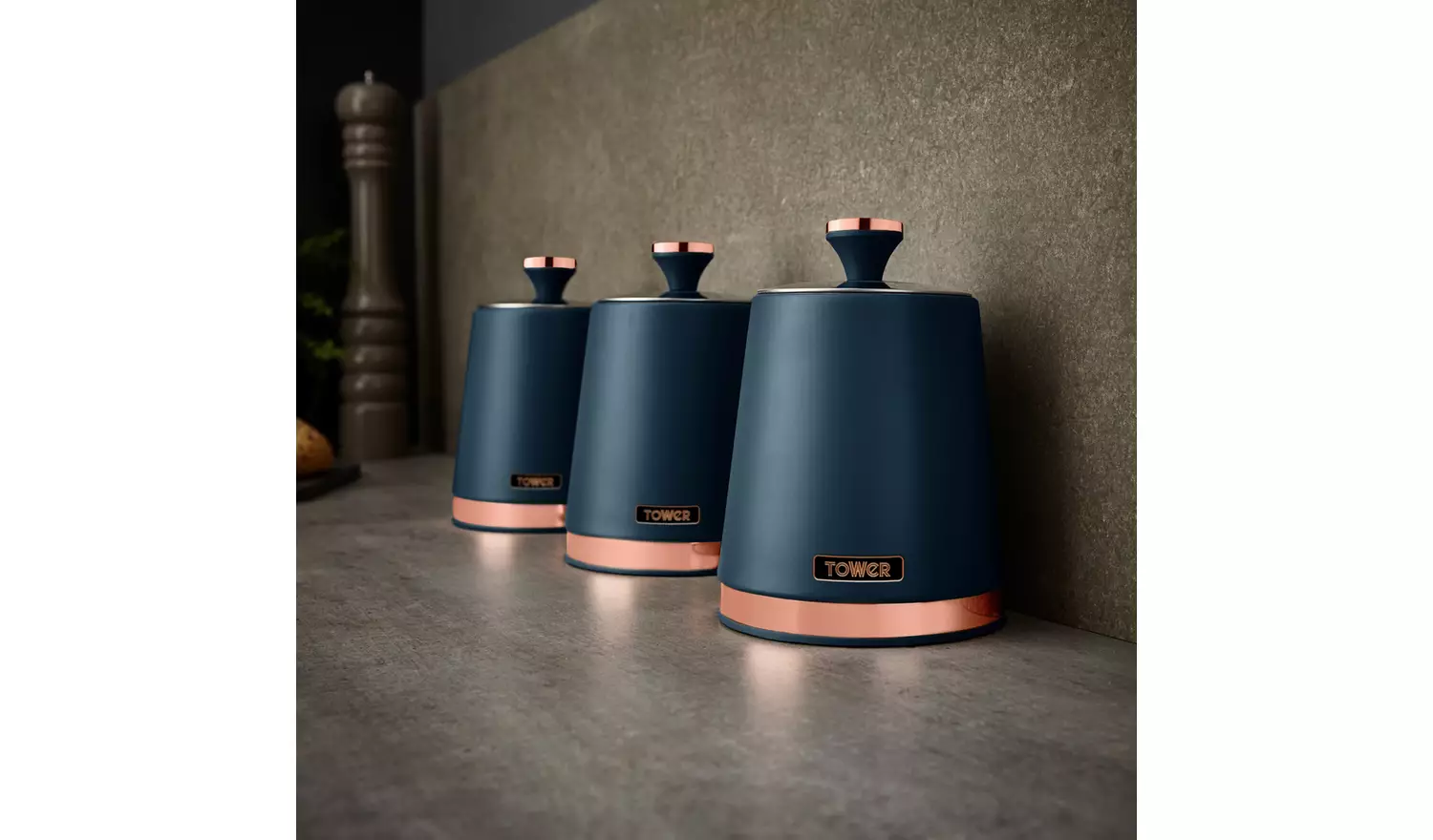 Tower Cavaletto Pack of 3 Storage Jars - Midnight Blue