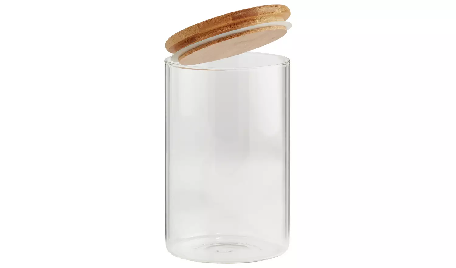 Argos Home 1 Litre Round Glass Jar with Bamboo Lid