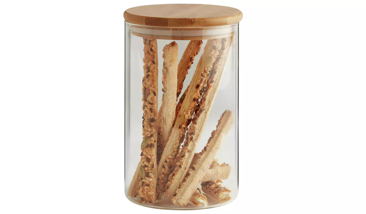 Argos Home 1 Litre Round Glass Jar with Bamboo Lid