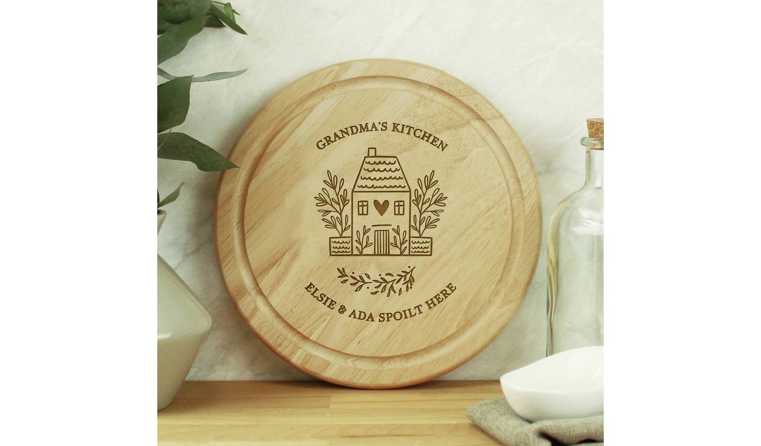Personalised Message Home Round Chopping Board