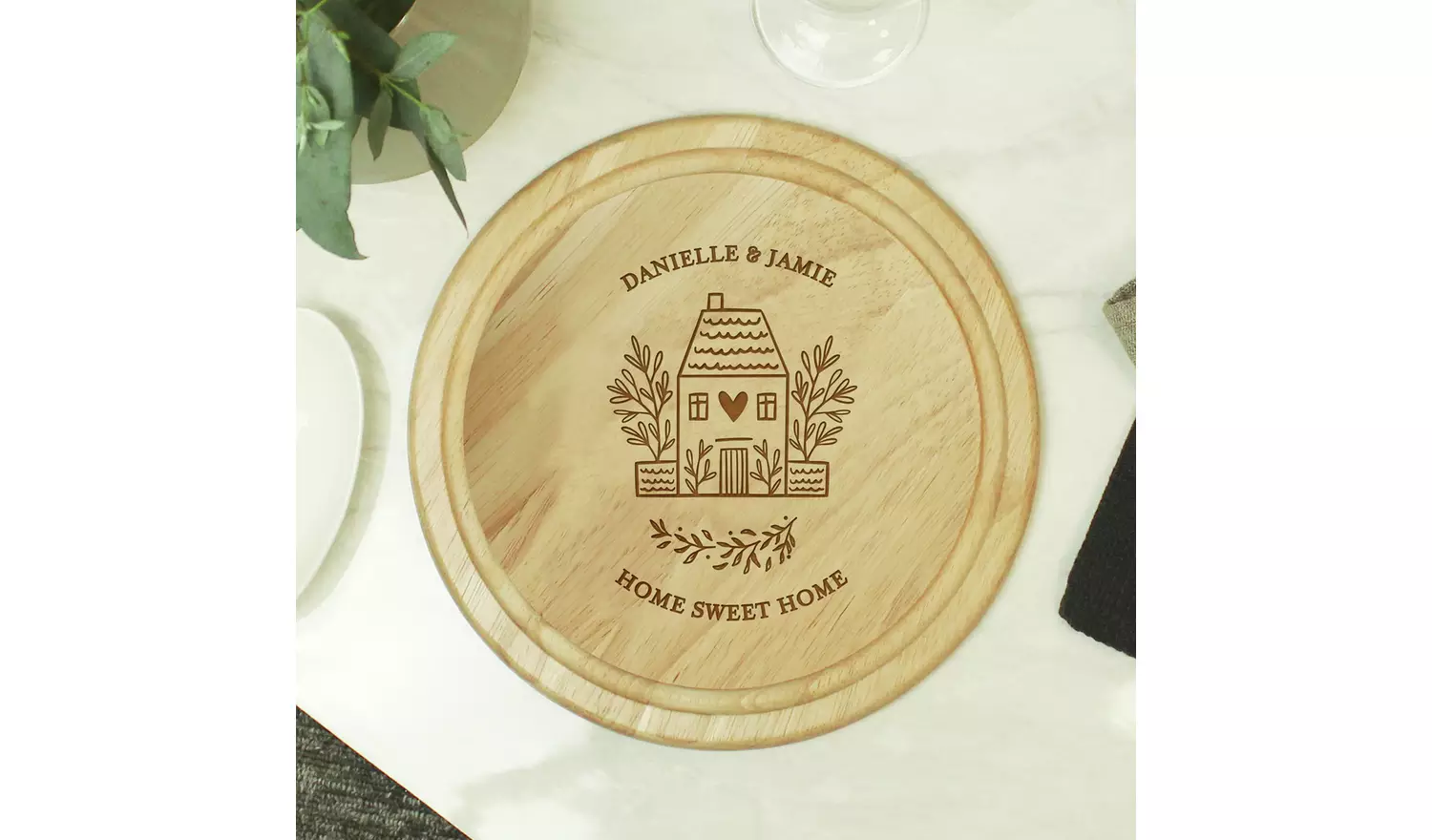 Personalised Message Home Round Chopping Board