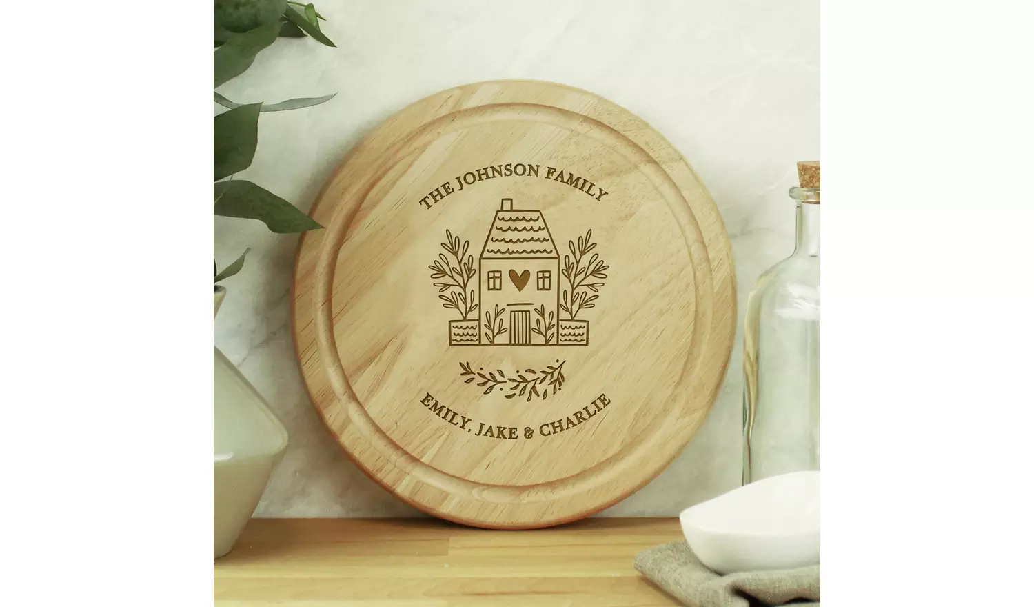 Personalised Message Home Round Chopping Board