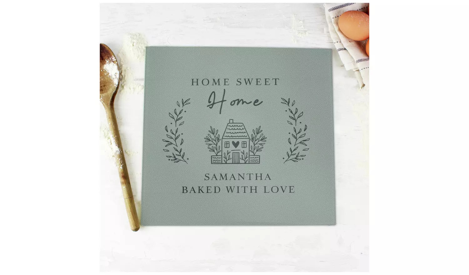 Personalised Message Home Glass Chopping Board