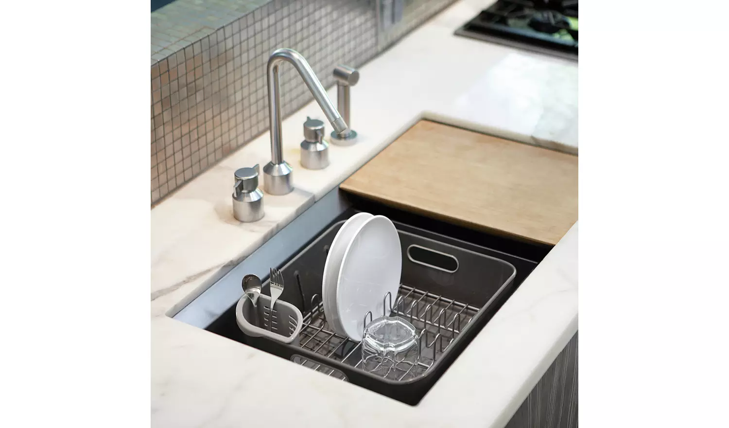 Simplehuman Plastic Compact Dish Rack - Grey