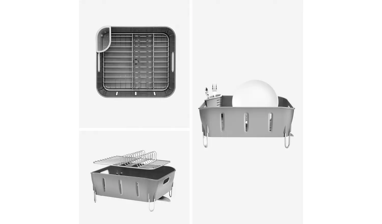 Simplehuman Plastic Compact Dish Rack - Grey
