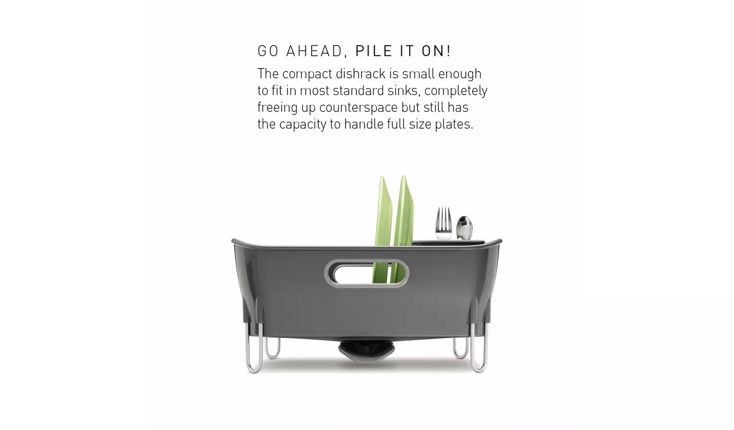 Simplehuman Plastic Compact Dish Rack - Grey