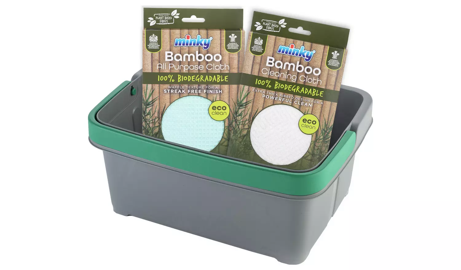 Minky Eco Cleaning Caddy and Cloths Set - Grey