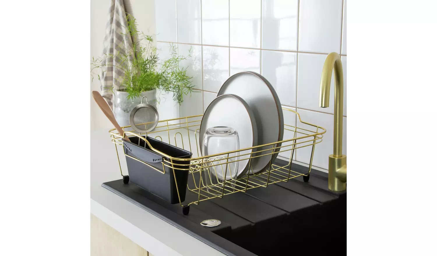 Habitat Large Wire Dish Drainer - Brass