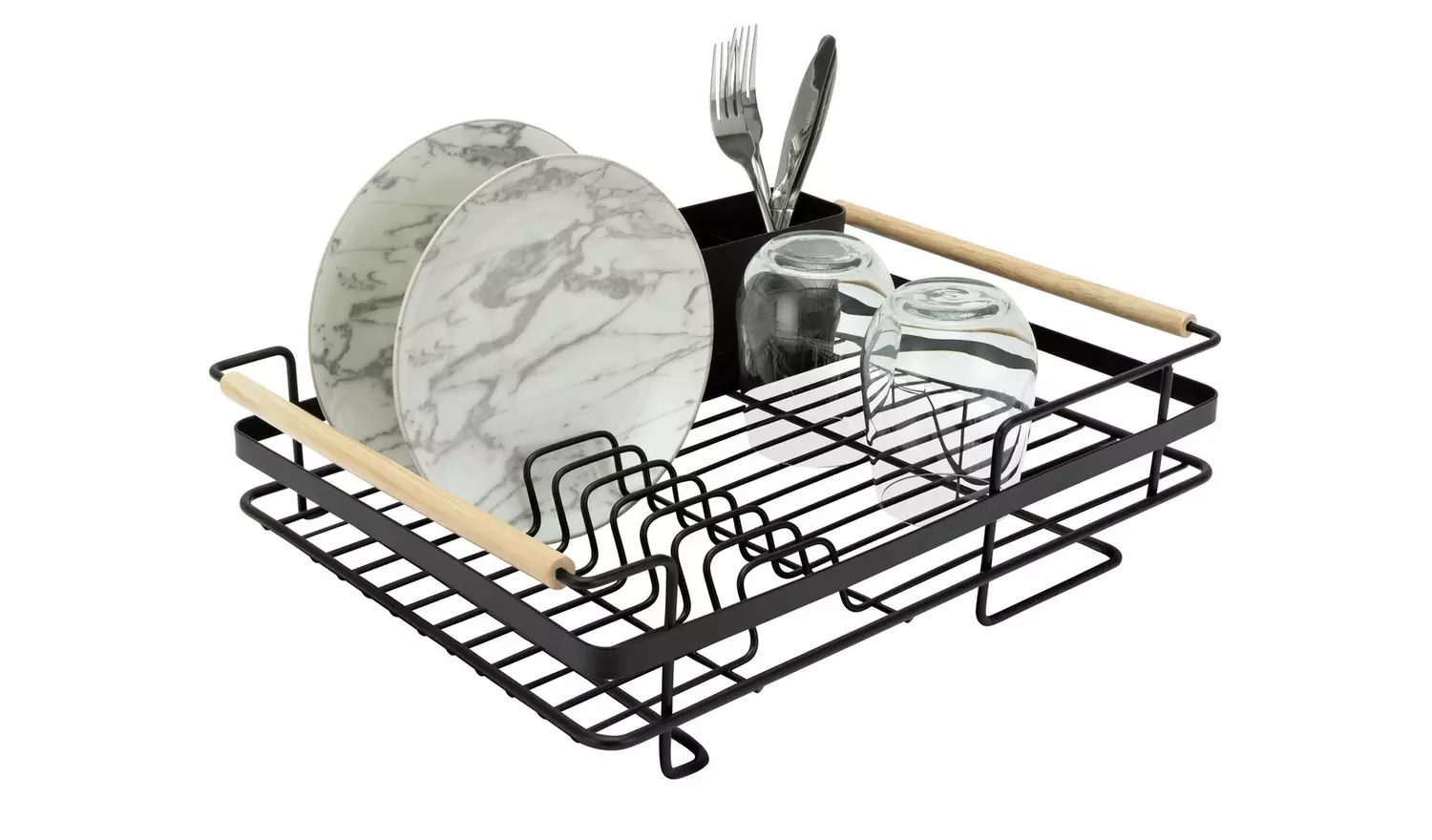 Habitat Wire Dishdrainer - Wood and Black