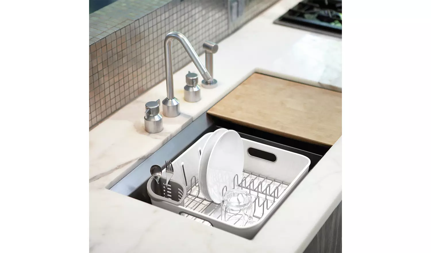 Simplehuman Plastic Compact Dish Rack - White