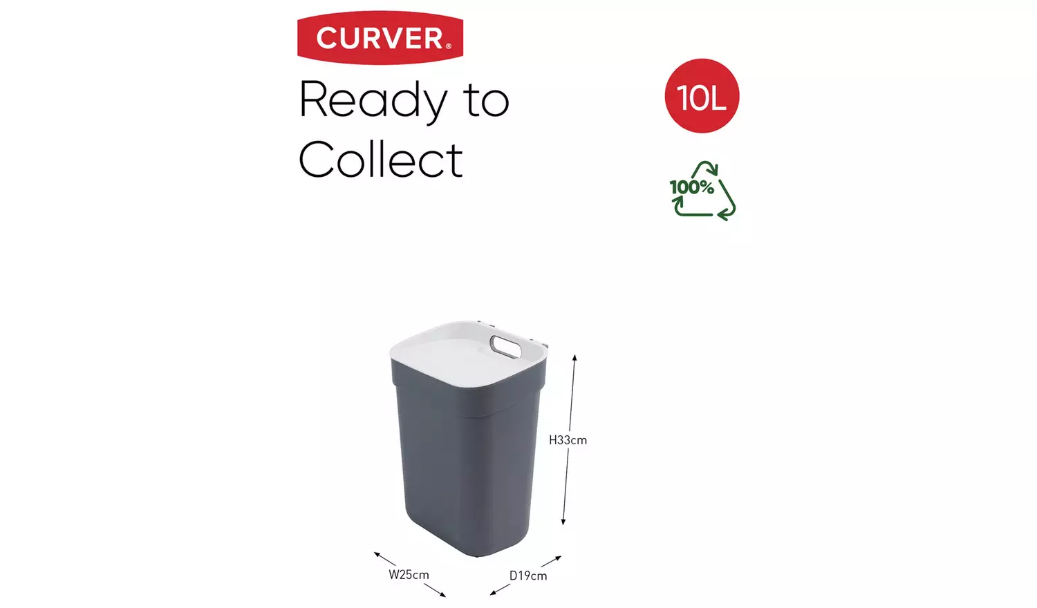 Curver Ready to collect 10L Recycling Bin – Grey