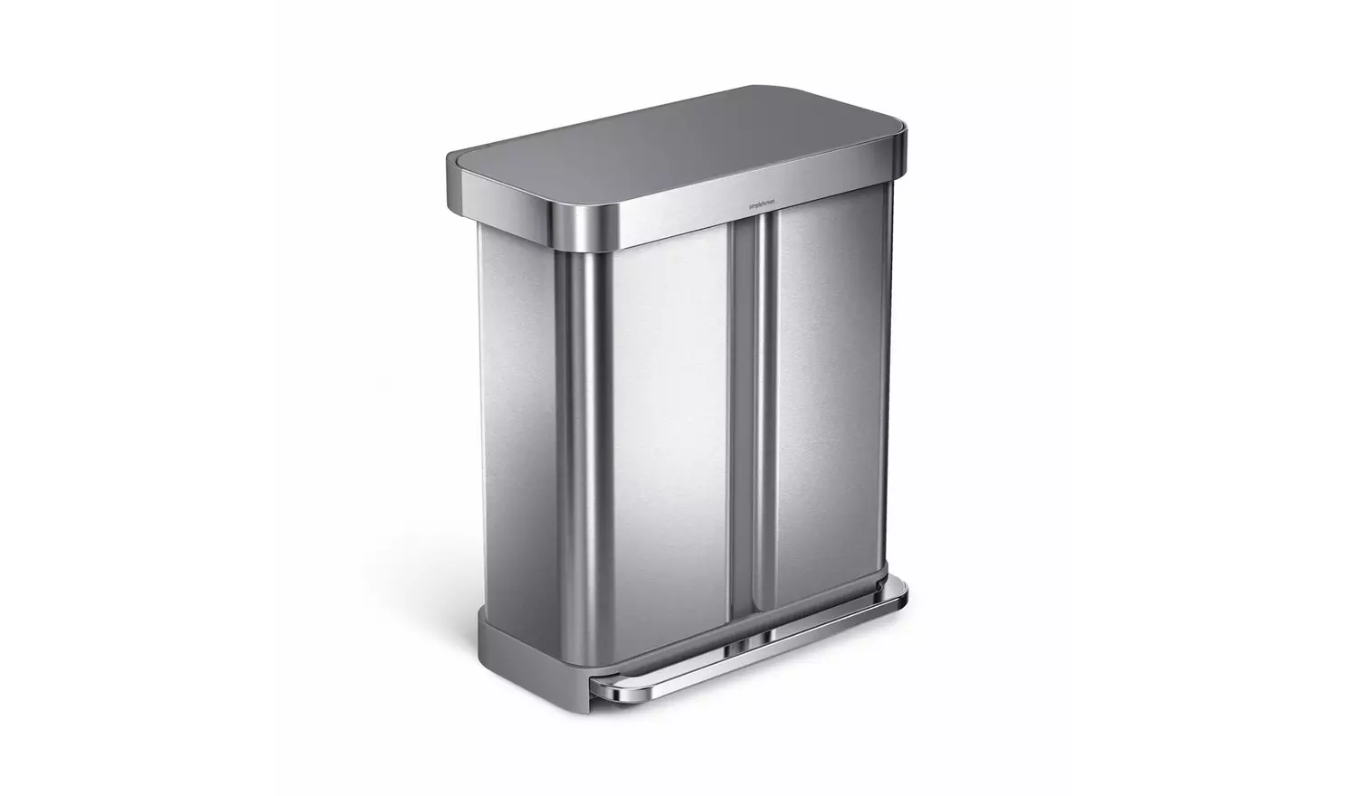 Simplehuman 58 Litre Recycling Pedal Bin - Steel