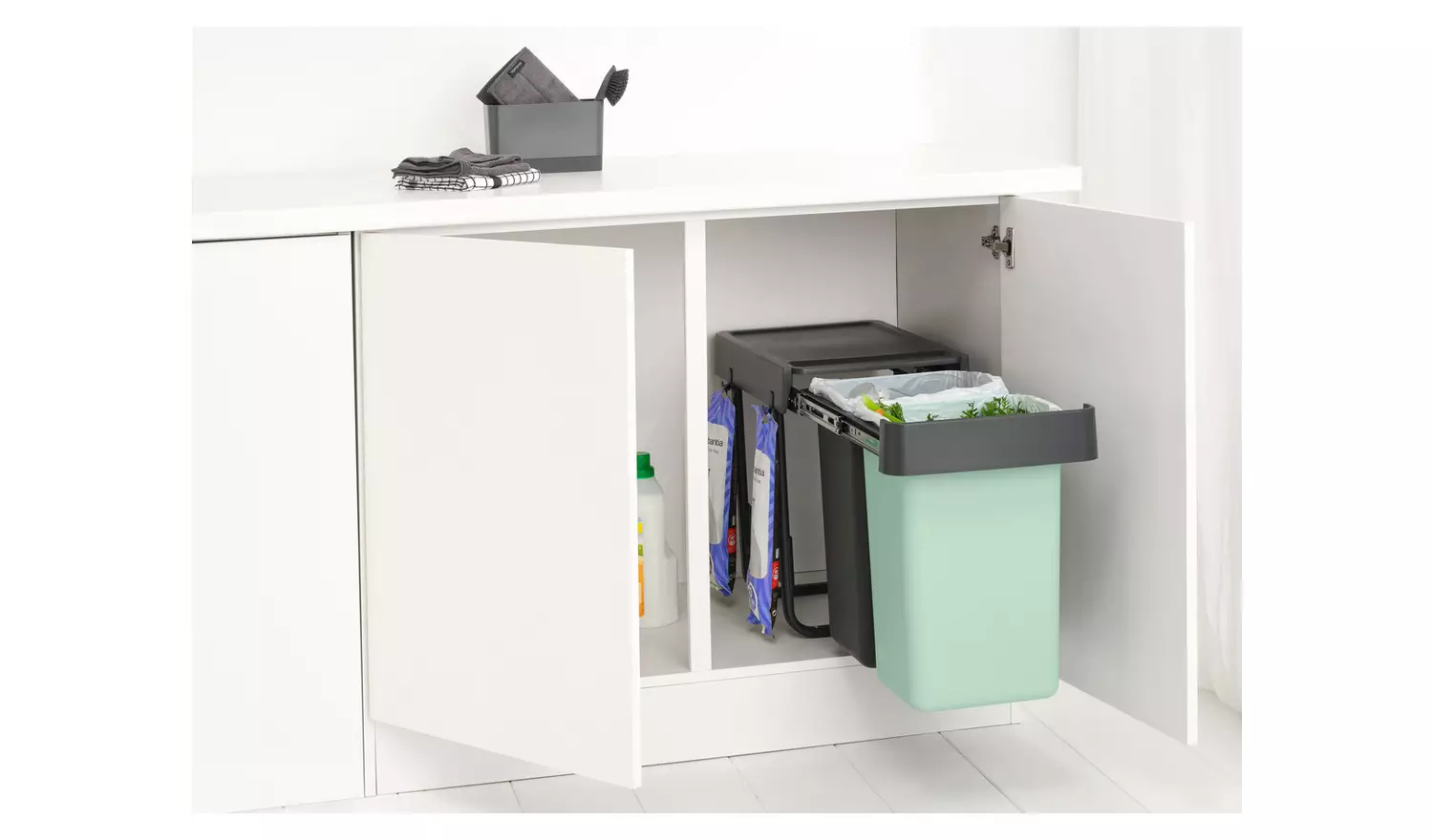 Brabantia Sort & Go 2x15 Litre Built-in Bin - Dark Grey