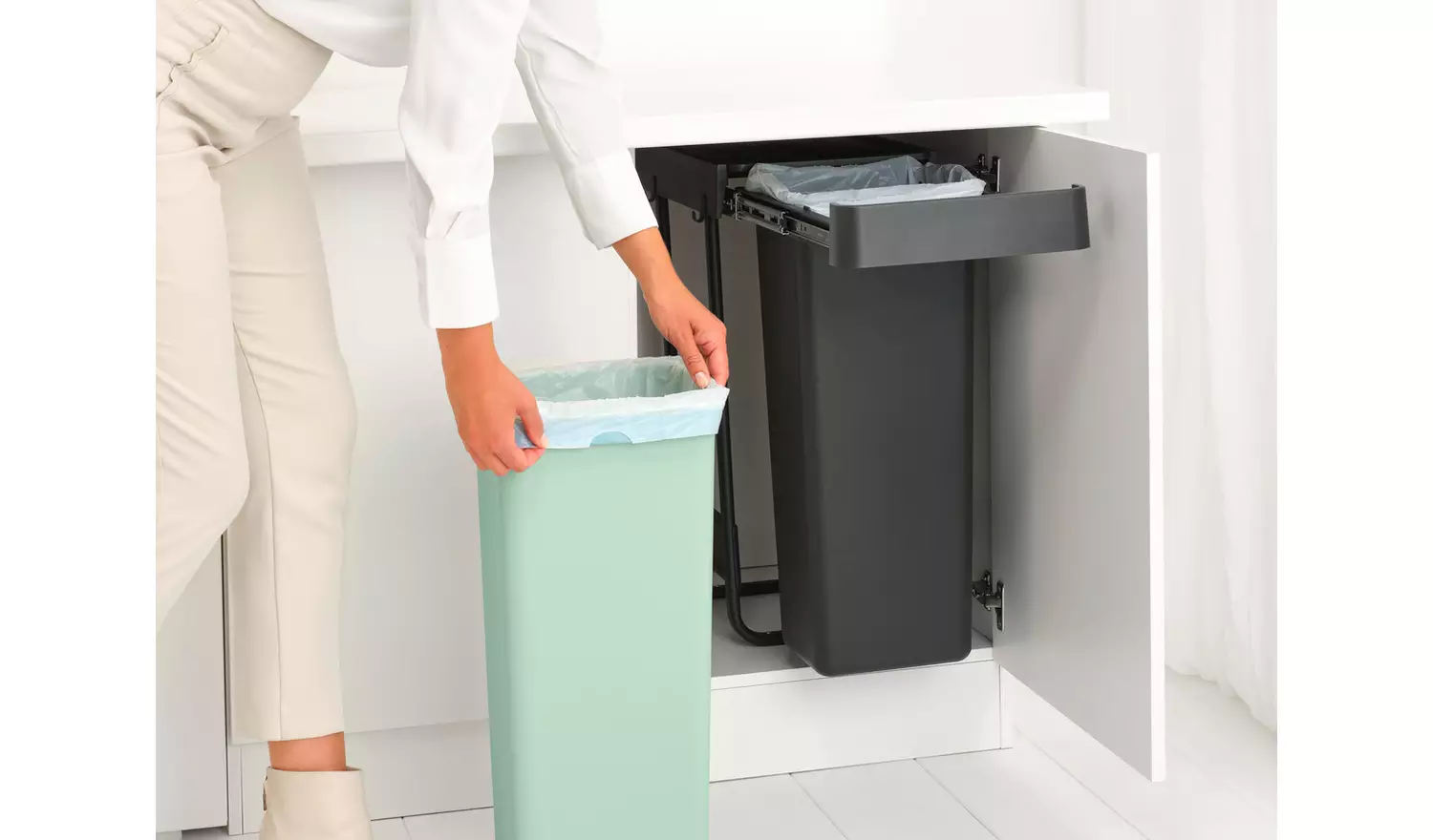 Brabantia Sort & Go 2x30 Litre Built-in Bin - Dark Grey