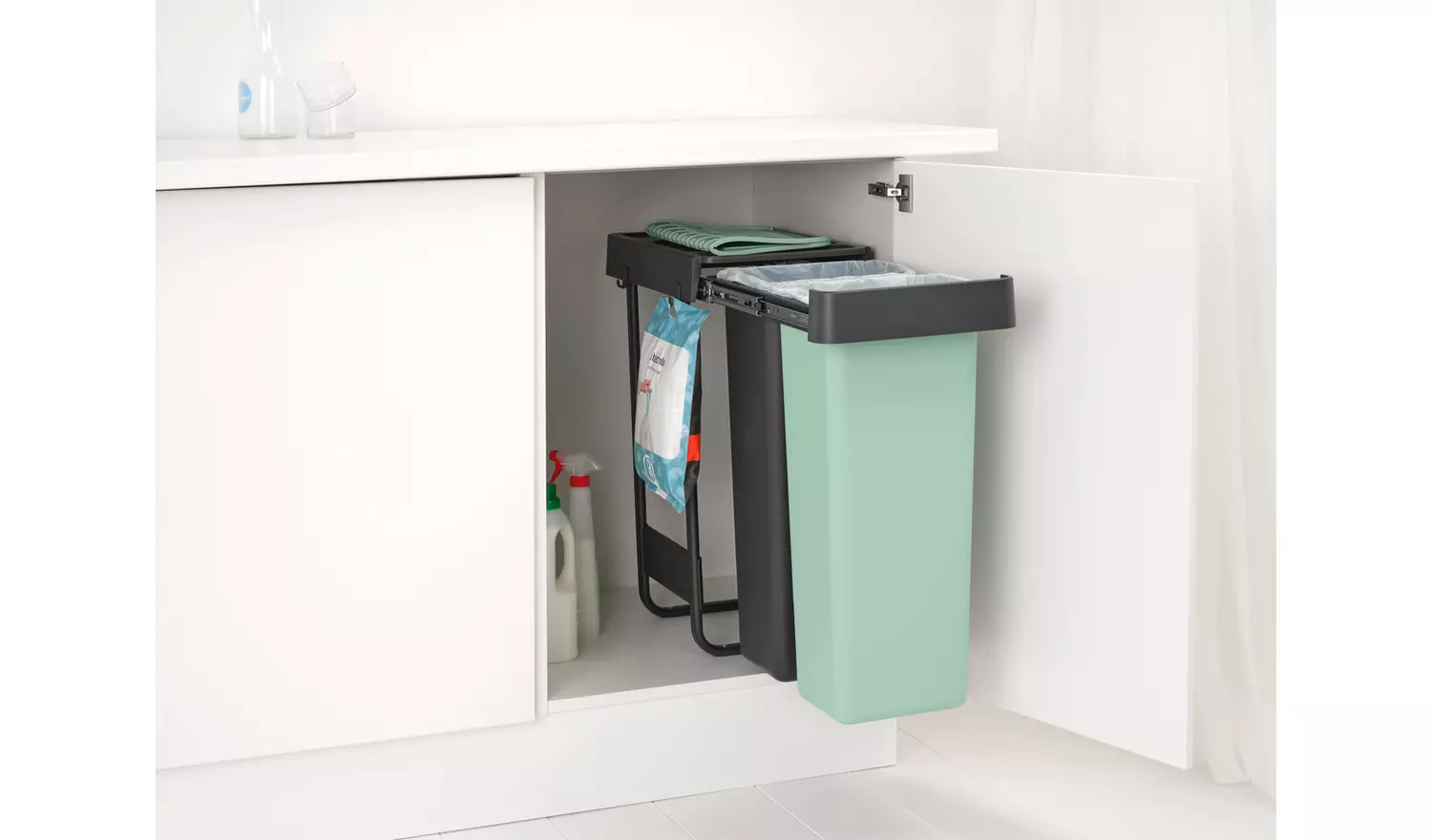 Brabantia Sort & Go 2x30 Litre Built-in Bin - Dark Grey