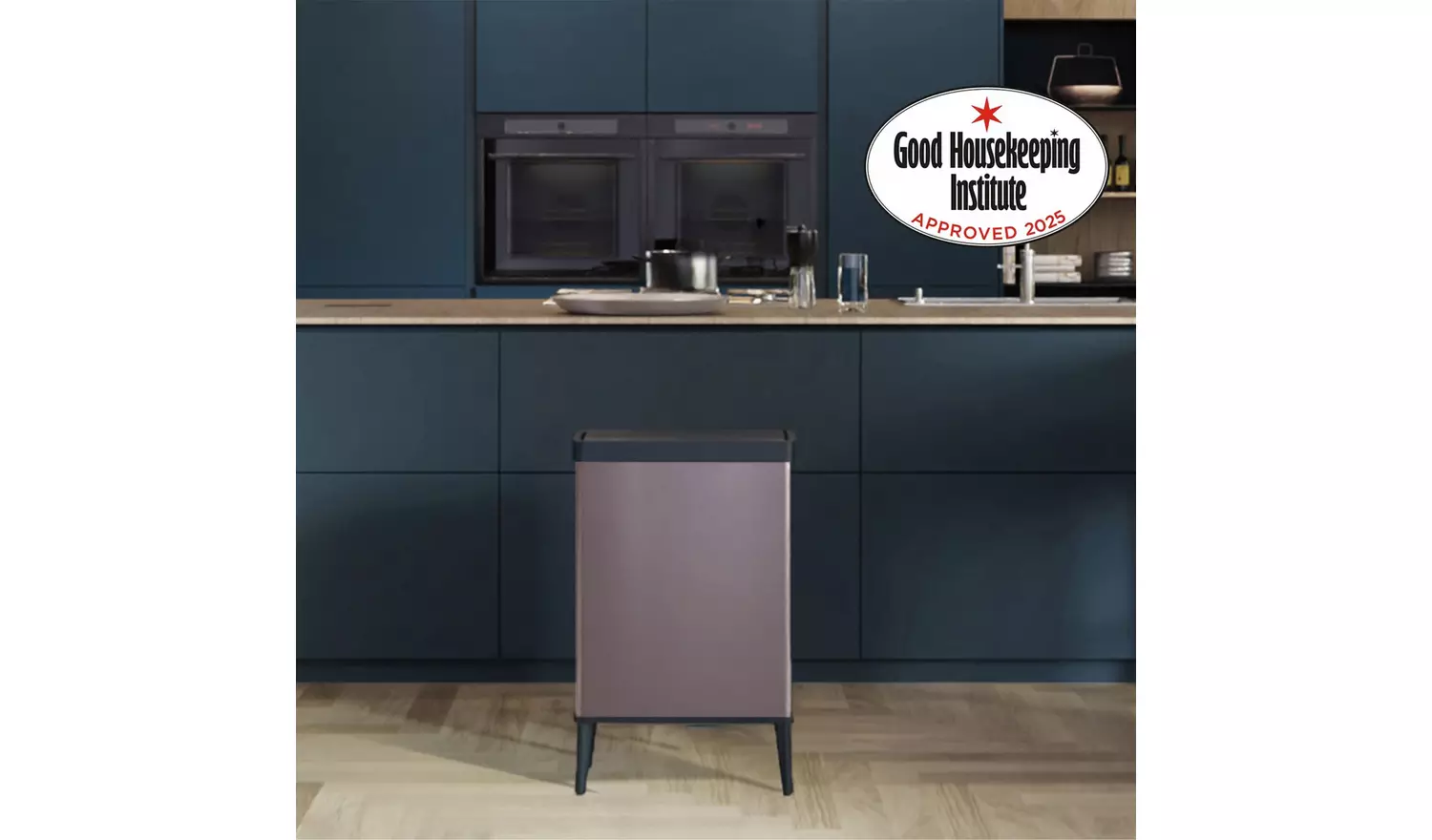 Curver Verto 54 Litre Touch Top High Kitchen Bin-Pearl Rose