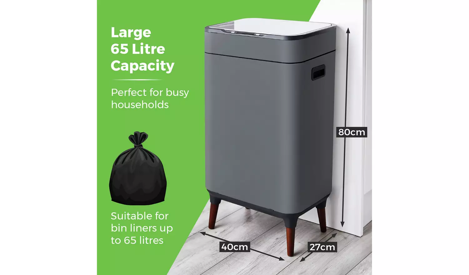 Tower 65 Litre Sensor Bin - Grey