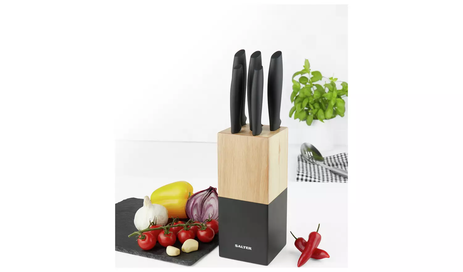 Salter 5 piece Knife Block Set - Black