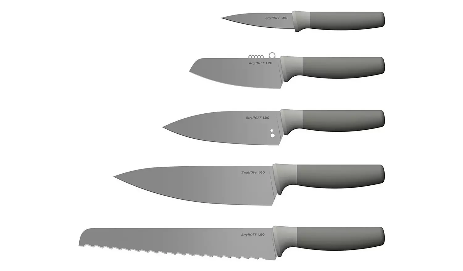 BergHOFF Leo 6 Piece Knife Block Set - Grey